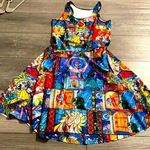 Boutique Disney Beauty & the Beast Stained Glass Panel Dress sz S